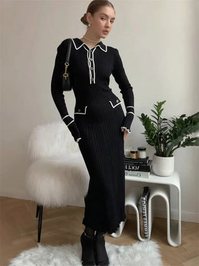 Vestido de malha com babados