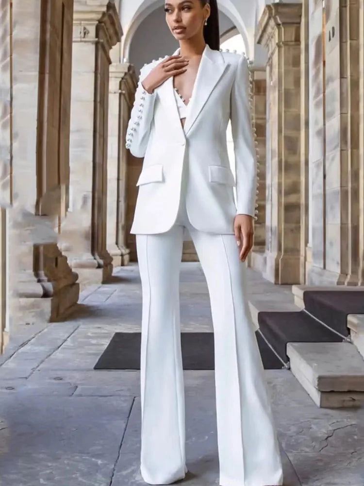 Conjunto Alfaiataria Terno Feminino Branco