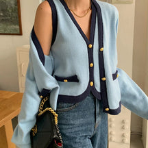 Conjunto Cardigan e Regata tricô