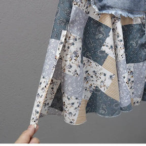 Saia Jeans com Patchwork