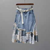 Saia Jeans com Patchwork